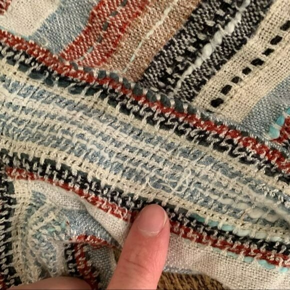 Blue rain women's size x-small long sleeve knit striped top with neck ties - Picture 2 of 11